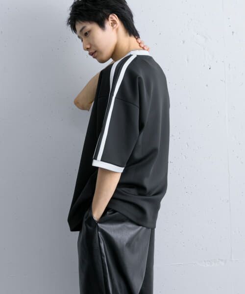 ＊＊SENSE OF PLACE by URBAN RESEARCH / センスオブプレイス バイ アーバンリサーチ Tシャツ | ポンチリンガーショートスリーブTシャツ（BLK×WHT）