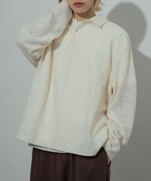 ＊＊SENSE OF PLACE by URBAN RESEARCH / センスオブプレイス バイ アーバンリサーチ ポロシャツ | シアーペイズリーポロシャツ（IVORY）