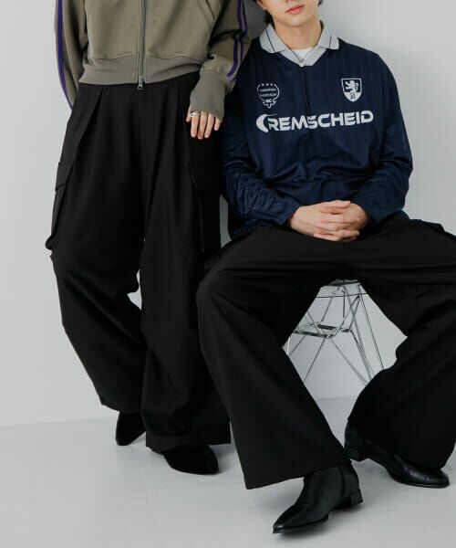 ＊＊SENSE OF PLACE by URBAN RESEARCH / センスオブプレイス バイ アーバンリサーチ その他パンツ | 『セットアップ対応』『ユニセックス』ワイドカーゴパンツ（BLACK）