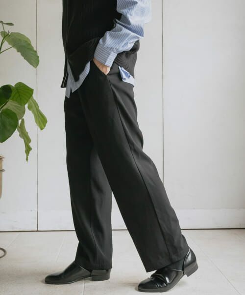 ＊＊SENSE OF PLACE by URBAN RESEARCH / センスオブプレイス バイ アーバンリサーチ その他パンツ | ダブルタックワイドスラックス（BLACK）