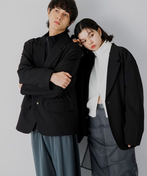 ＊＊SENSE OF PLACE by URBAN RESEARCH / センスオブプレイス バイ アーバンリサーチ その他アウター | 『セットアップ対応』シングルルーズジャケット（BLACK）