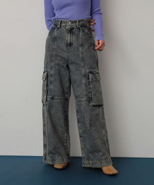 ＊＊SENSE OF PLACE by URBAN RESEARCH / センスオブプレイス バイ アーバンリサーチ デニムパンツ | ヴィンテージデニムワイドパンツ（GRAY）