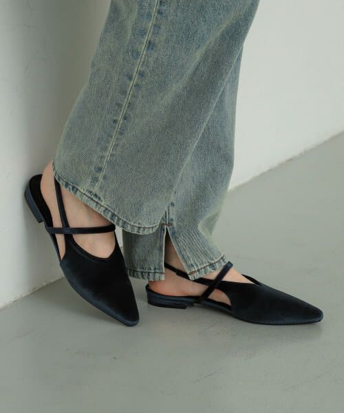 ＊＊SENSE OF PLACE by URBAN RESEARCH / センスオブプレイス バイ アーバンリサーチ パンプス | ベロアポインテッドシューズ（NAVY）