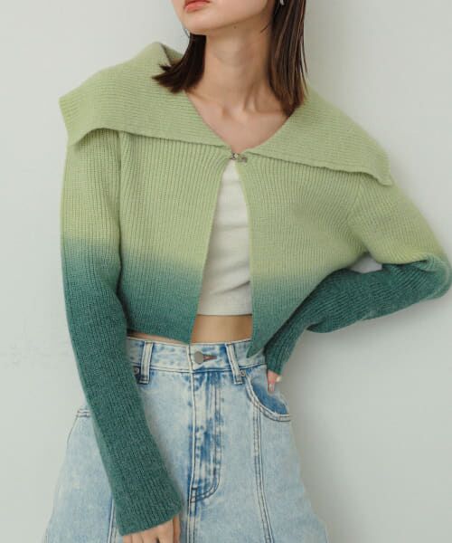 ＊＊SENSE OF PLACE by URBAN RESEARCH / センスオブプレイス バイ アーバンリサーチ ニット・セーター | グラデーションクロップドセーター（MINT）