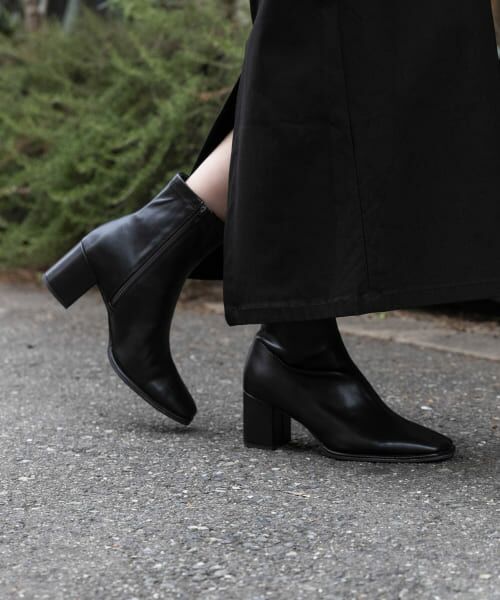 ＊＊SENSE OF PLACE by URBAN RESEARCH / センスオブプレイス バイ アーバンリサーチ ブーツ（ショート丈） | 『消臭』スクエアトウセンターシームストレッチブーツ（BLACK）