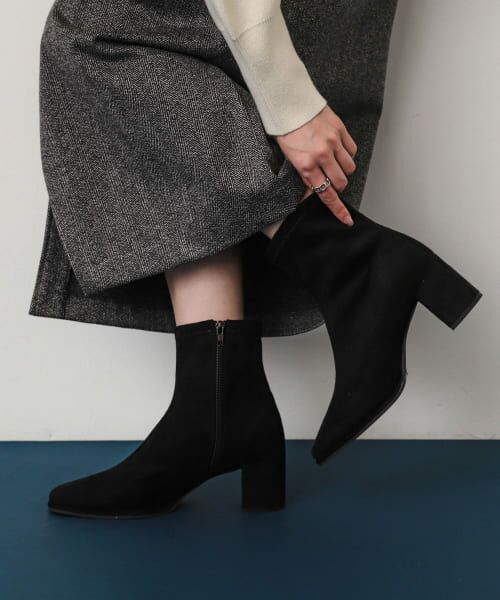 ＊＊SENSE OF PLACE by URBAN RESEARCH / センスオブプレイス バイ アーバンリサーチ ブーツ（ショート丈） | 『消臭』スクエアトウセンターシームストレッチブーツ（SUEDE）