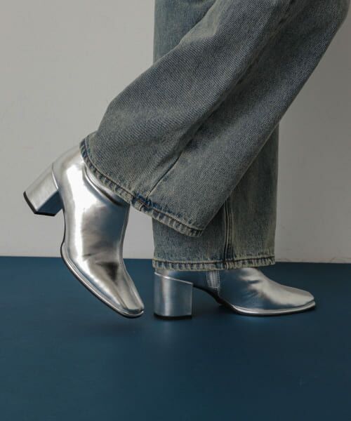 ＊＊SENSE OF PLACE by URBAN RESEARCH / センスオブプレイス バイ アーバンリサーチ ブーツ（ショート丈） | 『消臭』スクエアトウセンターシームストレッチブーツ（SILVER）