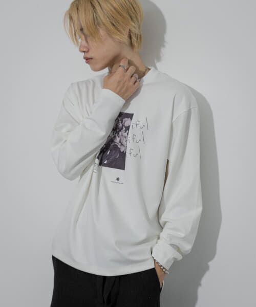 ＊＊SENSE OF PLACE by URBAN RESEARCH / センスオブプレイス バイ アーバンリサーチ Tシャツ | ポンチグラフィックロングスリーブTシャツ B（WHITE）