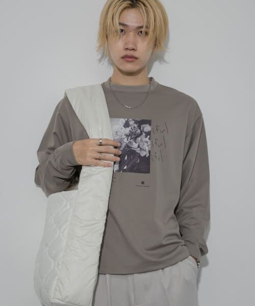 ＊＊SENSE OF PLACE by URBAN RESEARCH / センスオブプレイス バイ アーバンリサーチ Tシャツ | ポンチグラフィックロングスリーブTシャツ B（GRAY）