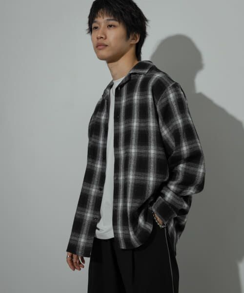 ＊＊SENSE OF PLACE by URBAN RESEARCH / センスオブプレイス バイ アーバンリサーチ シャツ・ブラウス | オンブレーチェックシャツ（BLACK）