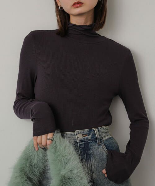 ＊＊SENSE OF PLACE by URBAN RESEARCH / センスオブプレイス バイ アーバンリサーチ Tシャツ | メローハイネックトップ（CHARCOAL）