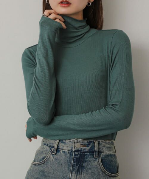 ＊＊SENSE OF PLACE by URBAN RESEARCH / センスオブプレイス バイ アーバンリサーチ Tシャツ | メローハイネックトップ（GREEN）