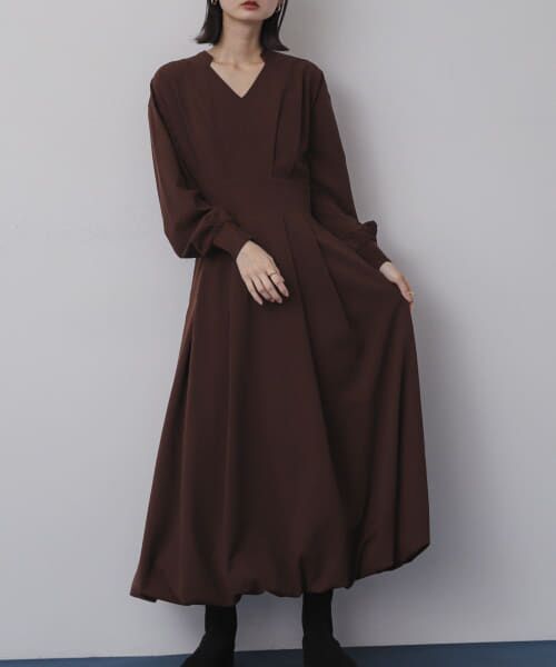 ＊＊SENSE OF PLACE by URBAN RESEARCH / センスオブプレイス バイ アーバンリサーチ ワンピース | スキッパーバルーンワンピース（BROWN）