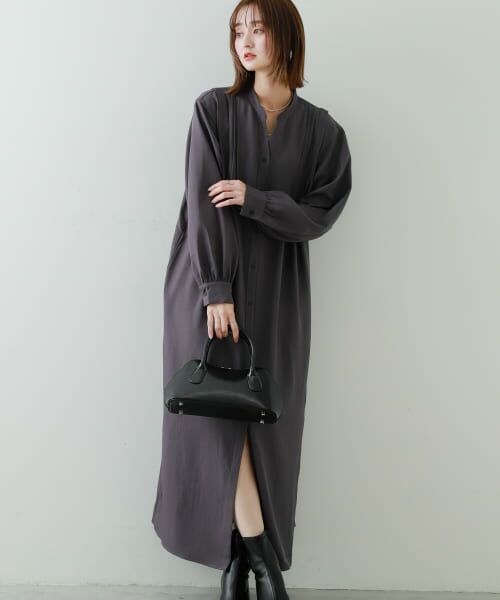 タグ付き未使用　ハグオーワー リバティ フェザーフィールズ　シャツワンピース セール】 『Shortサイズあり』タックシャツワンピース