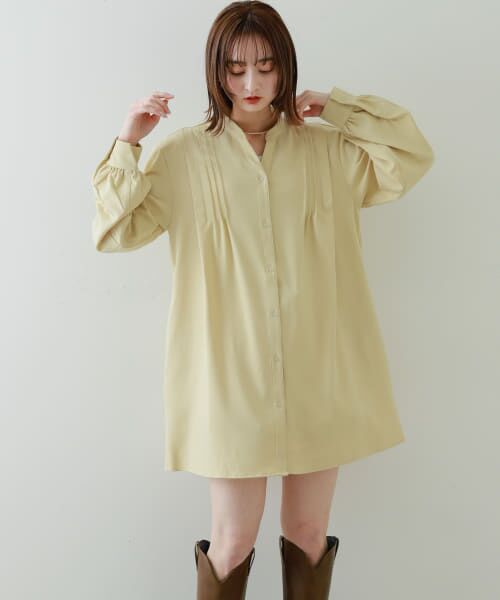 セール】 『Shortサイズあり』タックシャツワンピース
