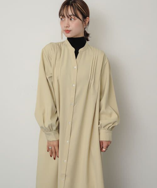 タグ付き未使用　ハグオーワー リバティ フェザーフィールズ　シャツワンピース セール】 『Shortサイズあり』タックシャツワンピース