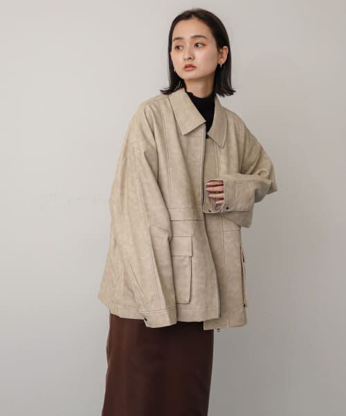 【美品 SENCE OF PLACE】リバーシブルレザーライクボアジャケット SENSE OF PLACE］リバーシブルレザーライクボアジャケット