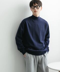 『ユニセックス』『洗濯可』ストレッチモックネックニット