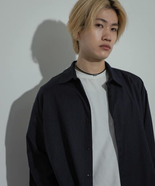 ＊＊SENSE OF PLACE by URBAN RESEARCH / センスオブプレイス バイ アーバンリサーチ シャツ・ブラウス | ウールライクピンストライプシャツ（BLUE）