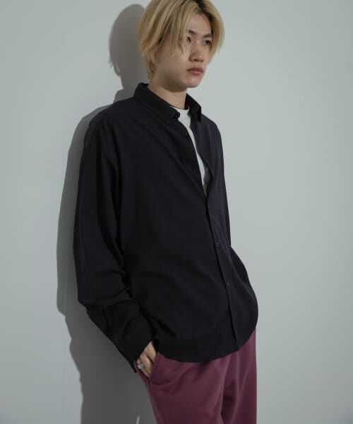 ＊＊SENSE OF PLACE by URBAN RESEARCH / センスオブプレイス バイ アーバンリサーチ シャツ・ブラウス | ウールライクピンストライプシャツ（NAVY）