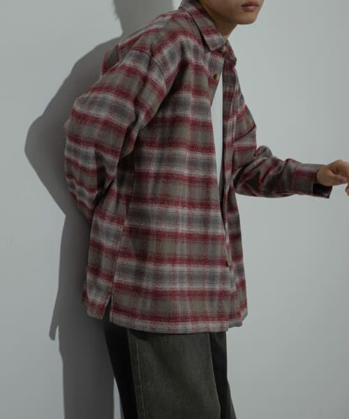 ＊＊SENSE OF PLACE by URBAN RESEARCH / センスオブプレイス バイ アーバンリサーチ シャツ・ブラウス | 『ユニセックス』ヘビーネルオンブレーチェックシャツ（BURGUNDY）