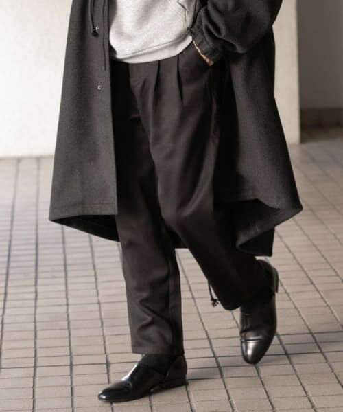 ＊＊SENSE OF PLACE by URBAN RESEARCH / センスオブプレイス バイ アーバンリサーチ その他パンツ | 『セットアップ対応』ウールライクダブルタックテーパードパンツ（BLACK）