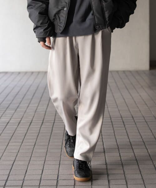 ＊＊SENSE OF PLACE by URBAN RESEARCH / センスオブプレイス バイ アーバンリサーチ その他パンツ | 『セットアップ対応』ウールライクダブルタックテーパードパンツ（GREIGE）