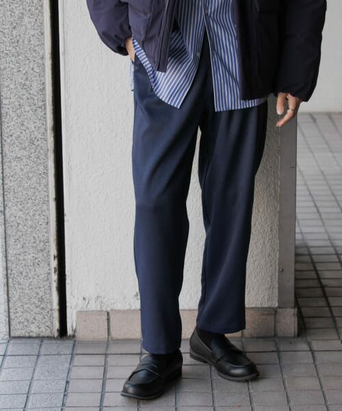 ＊＊SENSE OF PLACE by URBAN RESEARCH / センスオブプレイス バイ アーバンリサーチ その他パンツ | 『セットアップ対応』ウールライクダブルタックテーパードパンツ（NAVY）
