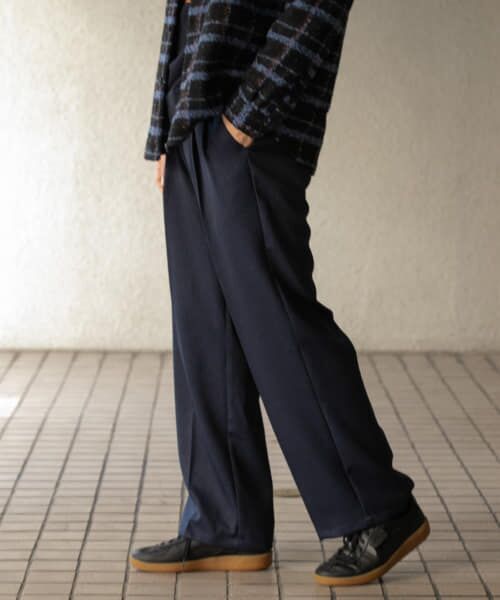 ＊＊SENSE OF PLACE by URBAN RESEARCH / センスオブプレイス バイ アーバンリサーチ その他パンツ | 『セットアップ対応』ウールライクダブルタックワイドパンツ（NAVY）