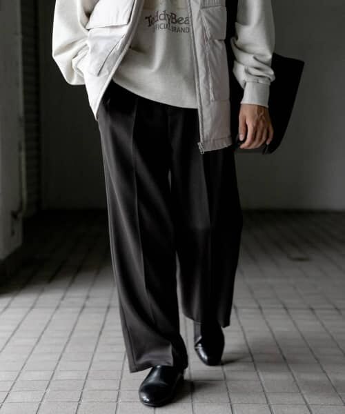 セール】 『セットアップ対応』ウールライクダブルタックワイド