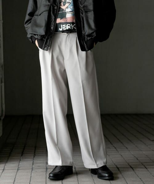 セール】 『セットアップ対応』ウールライクダブルタックワイド