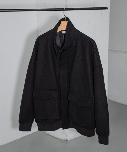 ＊＊SENSE OF PLACE by URBAN RESEARCH / センスオブプレイス バイ アーバンリサーチ ブルゾン | 『ユニセックス』『UR TECH』カットメルトンブルゾン（BLACK）