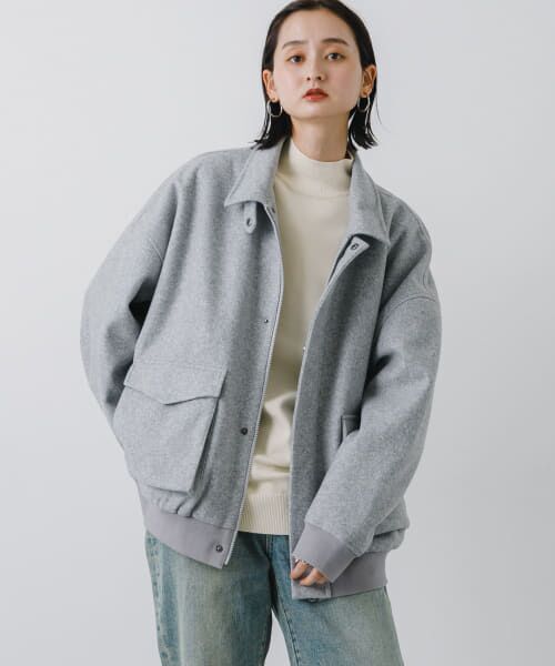 ＊＊SENSE OF PLACE by URBAN RESEARCH / センスオブプレイス バイ アーバンリサーチ ブルゾン | 『ユニセックス』『UR TECH』カットメルトンブルゾン（L.GRAY）