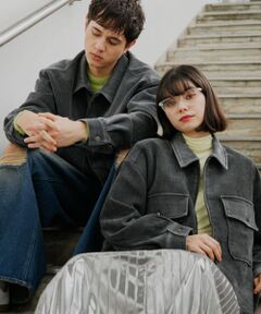 『ユニセックス』『セットアップ対応』ヴィンテージツイルZIPブルゾン