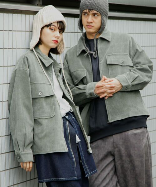 ＊＊SENSE OF PLACE by URBAN RESEARCH / センスオブプレイス バイ アーバンリサーチ ブルゾン | 『ユニセックス』『セットアップ対応』ヴィンテージツイルZIPブルゾン（KHAKI）