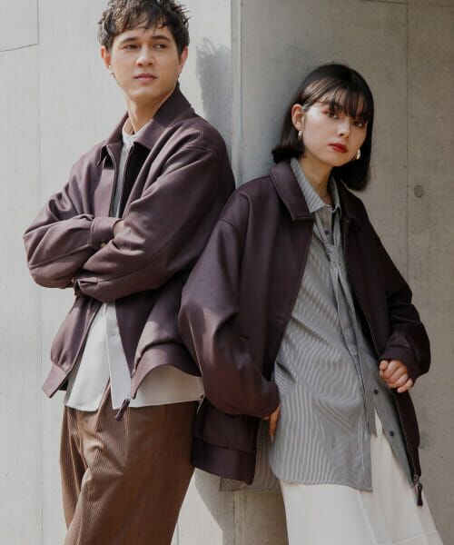 ＊＊SENSE OF PLACE by URBAN RESEARCH / センスオブプレイス バイ アーバンリサーチ ブルゾン | 『ユニセックス』ツイルスエードタッチZIPブルゾン（BROWN）