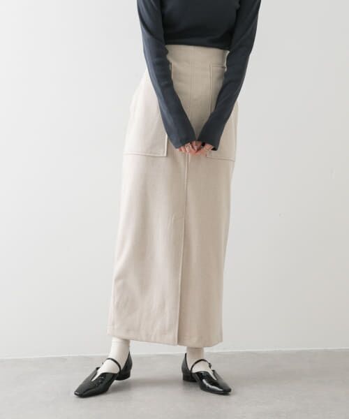 ＊＊SENSE OF PLACE by URBAN RESEARCH / センスオブプレイス バイ アーバンリサーチ スカート | 『WEB/一部店舗限定サイズ』ジャージーメルトンアウトポケットスカート（BEG×WHT）