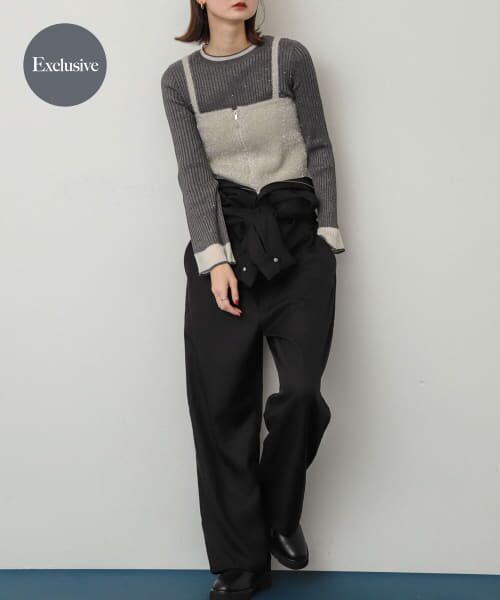 ＊＊SENSE OF PLACE by URBAN RESEARCH / センスオブプレイス バイ アーバンリサーチ サロペット・オールインワン | 『別注』さらさ×SENSE OF PLACE　ソフトツイルジャンプスーツ（BLACK）