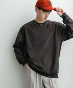 フェイクスエードクルーネックスウェット