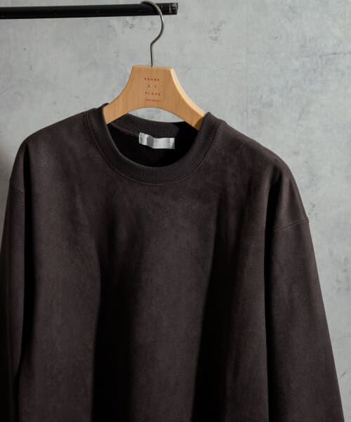 ＊＊SENSE OF PLACE by URBAN RESEARCH / センスオブプレイス バイ アーバンリサーチ スウェット | フェイクスエードクルーネックスウェット（D.BROWN）