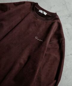 『ユニセックス』シシュウフェイクスエードクルーネックスウェット