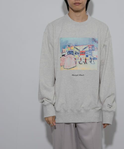 ＊＊SENSE OF PLACE by URBAN RESEARCH / センスオブプレイス バイ アーバンリサーチ スウェット | 『別注』Albert Marquet プリントスウェット（GRAY）