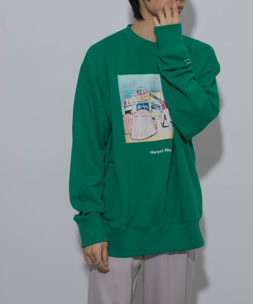 ＊＊SENSE OF PLACE by URBAN RESEARCH / センスオブプレイス バイ アーバンリサーチ スウェット | 『別注』Albert Marquet プリントスウェット（GREEN）