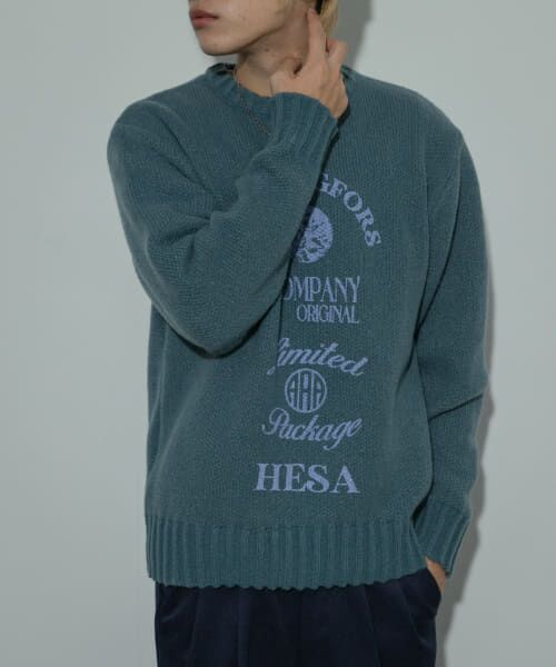 ＊＊SENSE OF PLACE by URBAN RESEARCH / センスオブプレイス バイ アーバンリサーチ ニット・セーター | 『洗濯可』グラフィックプリントニット（BLUE）