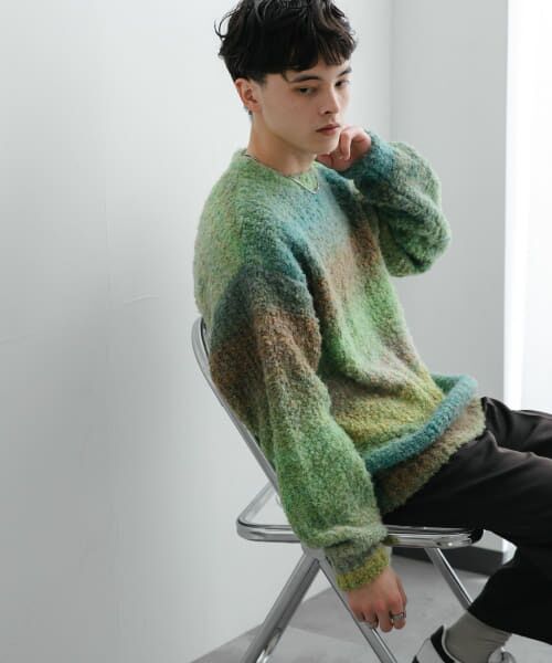 ＊＊SENSE OF PLACE by URBAN RESEARCH / センスオブプレイス バイ アーバンリサーチ ニット・セーター | 『ユニセックス』ブークレグラデーションニット（GREEN）