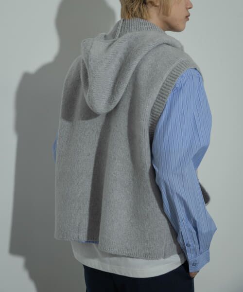 ＊＊SENSE OF PLACE by URBAN RESEARCH / センスオブプレイス バイ アーバンリサーチ ベスト | 『洗濯可』シャギーフーディーベスト（L.GRAY）