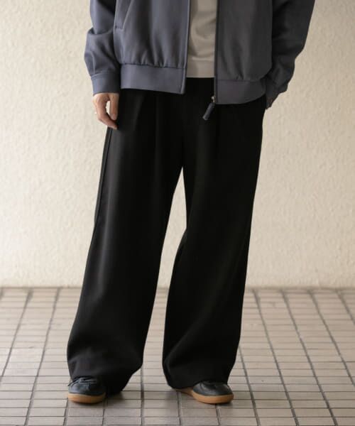 ＊＊SENSE OF PLACE by URBAN RESEARCH / センスオブプレイス バイ アーバンリサーチ その他パンツ | ジャージメルトンタックワイドパンツ（BLACK）