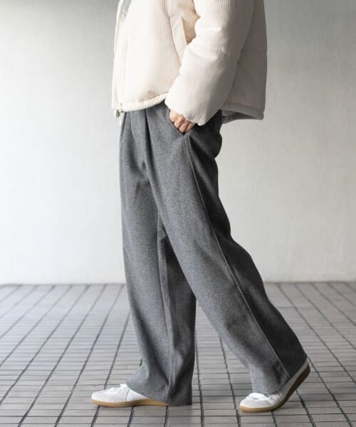 ＊＊SENSE OF PLACE by URBAN RESEARCH / センスオブプレイス バイ アーバンリサーチ その他パンツ | ジャージメルトンタックワイドパンツ（CHARCOAL）