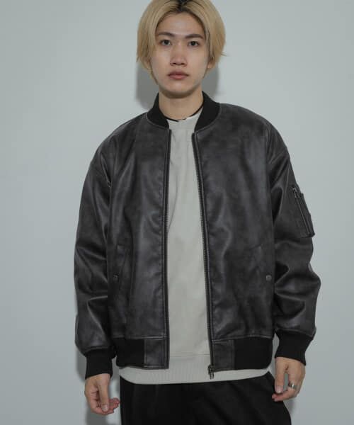 ＊＊SENSE OF PLACE by URBAN RESEARCH / センスオブプレイス バイ アーバンリサーチ ミリタリージャケット・コート | ヴィンテージライクMA-1（BLACK）