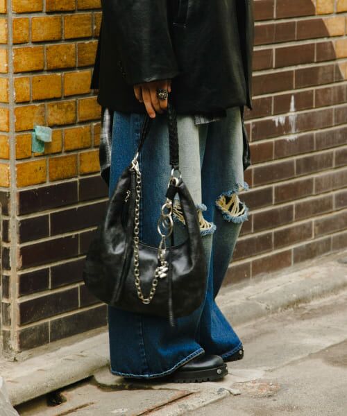 ＊＊SENSE OF PLACE by URBAN RESEARCH / センスオブプレイス バイ アーバンリサーチ ショルダーバッグ | フェイクレザーヴィンテージハンドバッグ（BLACK）